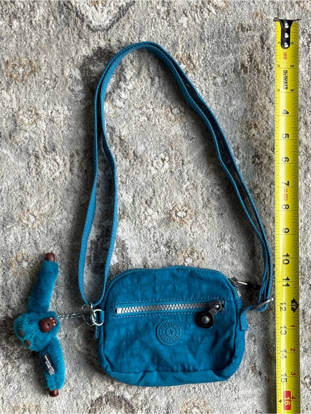 Kipling Teal Crossbody Bag with Monkey Keychain
